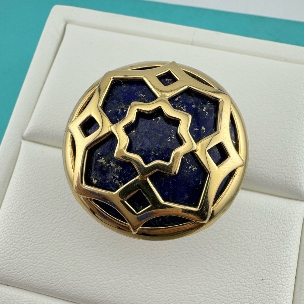 RARE Tiffany & Co. 18k Paloma's. Zellige Cocktail Ring with Lapis Lazuli Size 7 - Picture 3 of 10
